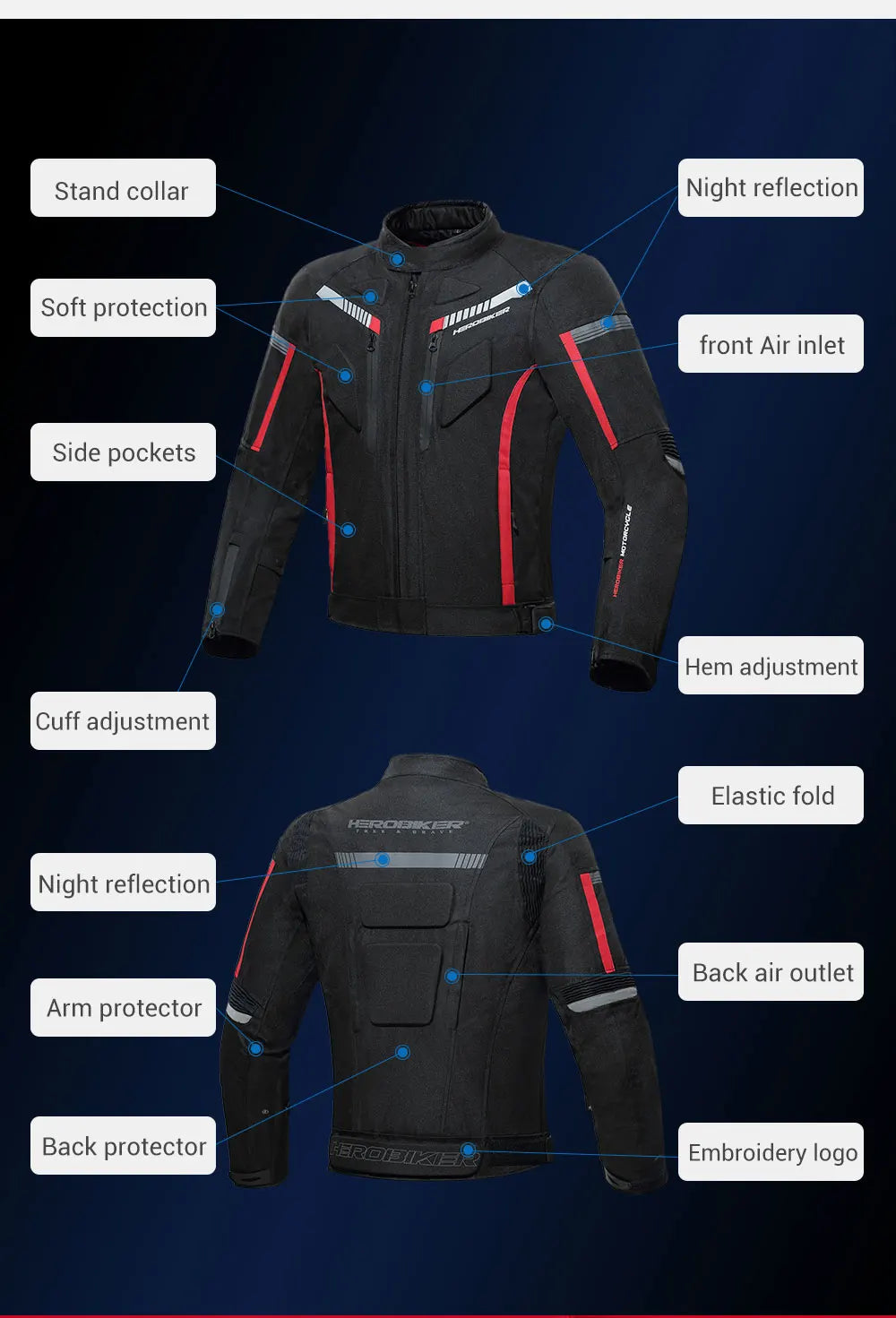HEROBIKER veste de Moto imperméable homme veste de course pantalon de Moto portable vêtements de Moto avec Protection EVA