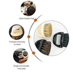Brosse à barbe professionnelle pour hommes-brosse à poils de sanglier brosse de nettoyage de barbe petite et ronde-peigne à poils à manche noir