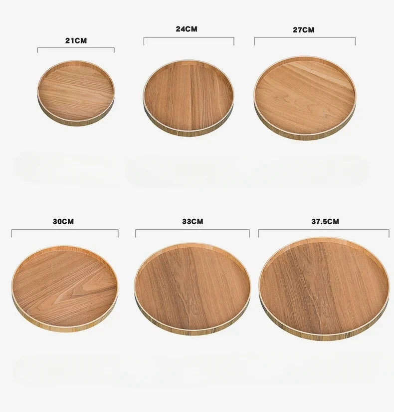 Plateau rond de Style japonais, assiette de service alimentaire, assiette de collation en bois, bol à thé, thé naturel, plats de serveur de nourriture, plateau de boisson WF