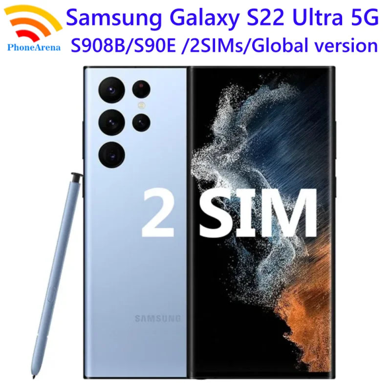 Samsung Galaxy S22 Ultra 5G Version Globale Double SIM S908B RAM 8/12 Go 128/256/512 Go ROM 6,8" AMOLED NFC SPen Téléphone Snapdragon