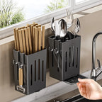 Support mural de rangement et d'égouttage pour baguettes et cuillères, sans perforation, pour cuisine domestique haut de gamme, vente en gros