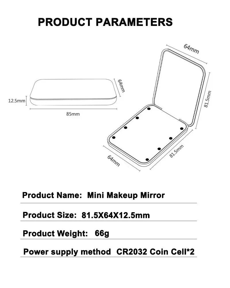 Mini miroir de maquillage LED miroirs de vanité portables avec lumière 1X 2X miroir de poche grossissant miroirs de vanité cosmétiques pliables