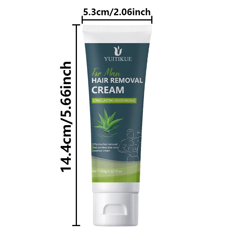 Crème dépilatoire pour hommes 100g – Douce pour peaux sensibles, utilisation complète du corps, hydratant longue durée et lisse et soyeuse