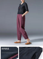 Pantalon à jambes larges en coton pour femme, ample, surdimensionné, couleur unie, sarouel, décontracté, taille élastique, longueur cheville, vêtements pour femmes, été