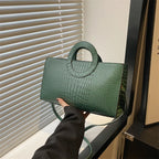 Sacs à main en cuir PU motif Crocodile pour femmes, sac carré vert, marque de mode, sacs à bandoulière, pochettes féminines