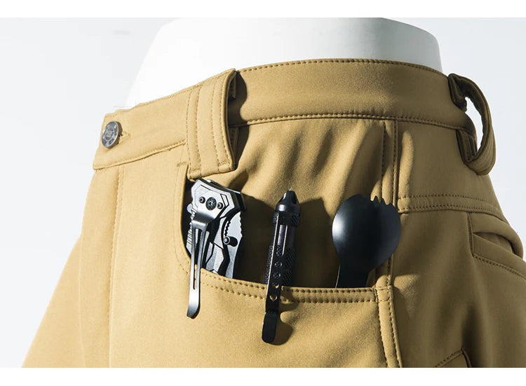 Pantalon cargo imperméable pour homme, doublé en polaire Sharkskin, idéal pour l'escalade, le ski, la randonnée, la pêche, avec de grandes poches