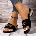 Sandales décontractées pour femmes printemps et été, sandales unisexes à la mode avec boucle en métal bohème, chaussures de plage, sandales polyvalentes à talons chaton, vacances, fêtes, vêtements de travail quotidi