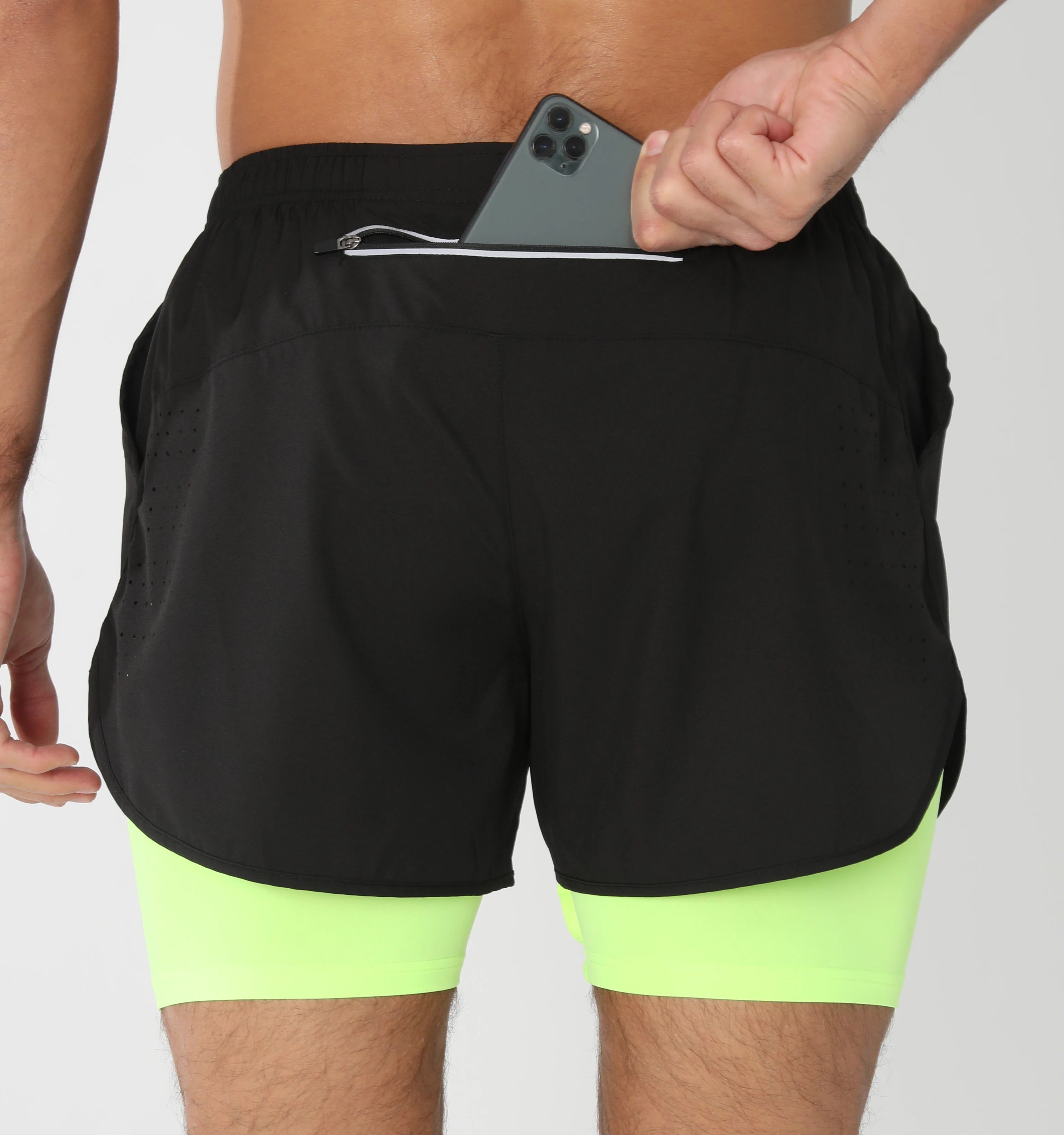 Short de course avec poches doublées pour homme, séchage rapide, léger, respirant, athlétique, sport, entraînement, boucle serviette