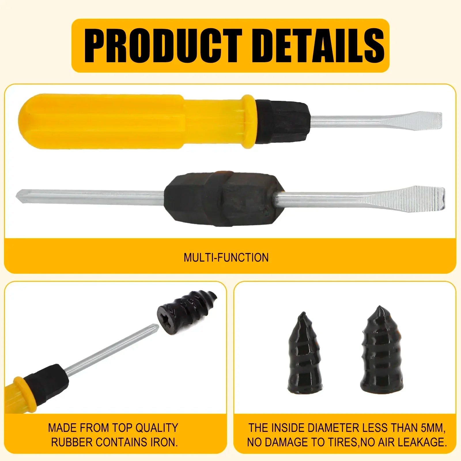 Clous de Réparation Pneus Tubeless – Kit 21 pcs Bouchons Caoutchouc Anti-Crevaison