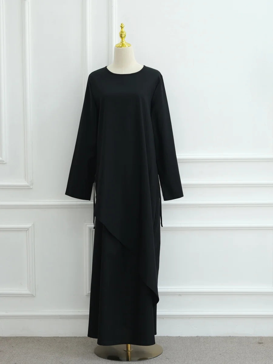 Musulman moyen-orient arabe dubaï Abayas pour femmes haut avec jupe deux pièces ensemble modeste Ramadan caftan Robe Femme vêtements islamiques