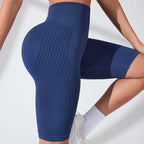 Short de Yoga taille haute sans couture pour femmes, tricoté, Slim, pour entraînement, course à pied, Leggings esthétiques linéaires, extensible, levage des hanches