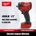 Milwaukee – clé électrique sans fil 400N, sans balais, 1/2, pour réparation de voitures et de camions, tournevis, perceuse à percussion, rechargeable, pour batterie 18V