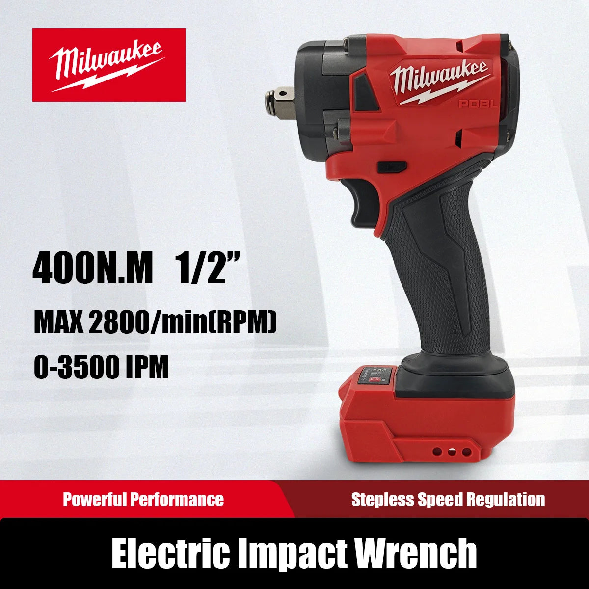 Milwaukee – clé électrique sans fil 400N, sans balais, 1/2, pour réparation de voitures et de camions, tournevis, perceuse à percussion, rechargeable, pour batterie 18V