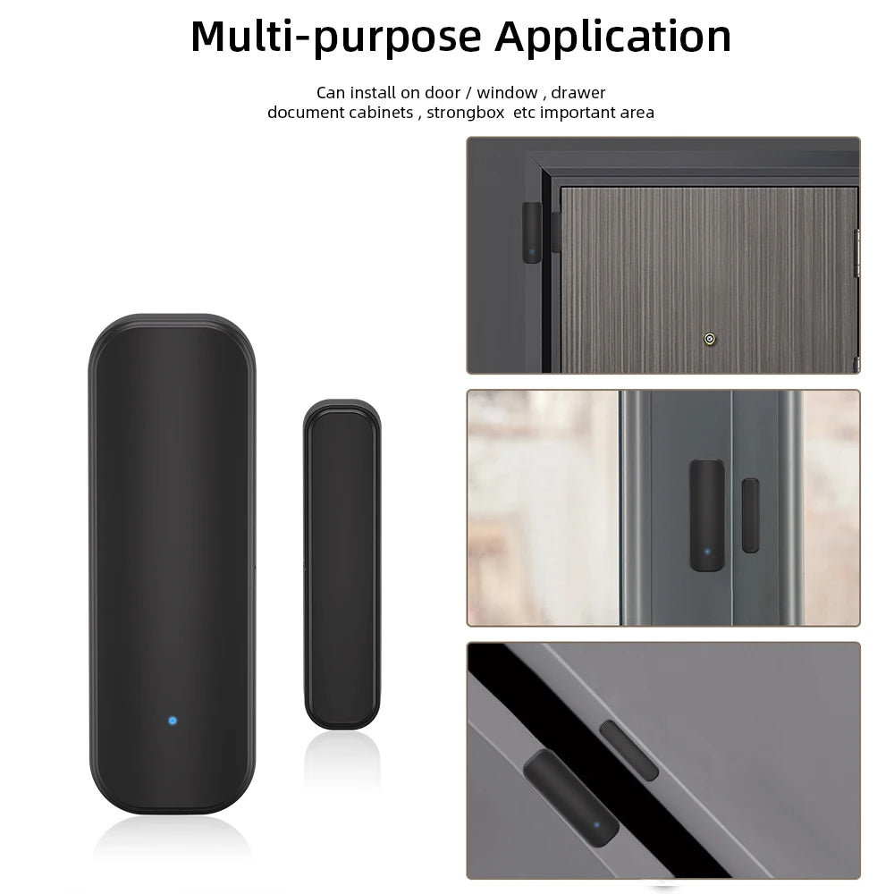 Capteur de porte et de fenêtre Tuya Zigbee, système d'alarme de sécurité pour maison intelligente, application, alarme à distance, commande vocale, noir/blanc