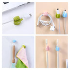 Crochet de décoration murale auto-adhésif en Silicone, 2 pièces, crochet créatif pour clé à pouce, Clip de câble de données pour maison/bureau, organisateur de bureau en fil
