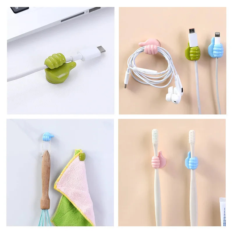 Crochet de décoration murale auto-adhésif en Silicone, 2 pièces, crochet créatif pour clé à pouce, Clip de câble de données pour maison/bureau, organisateur de bureau en fil