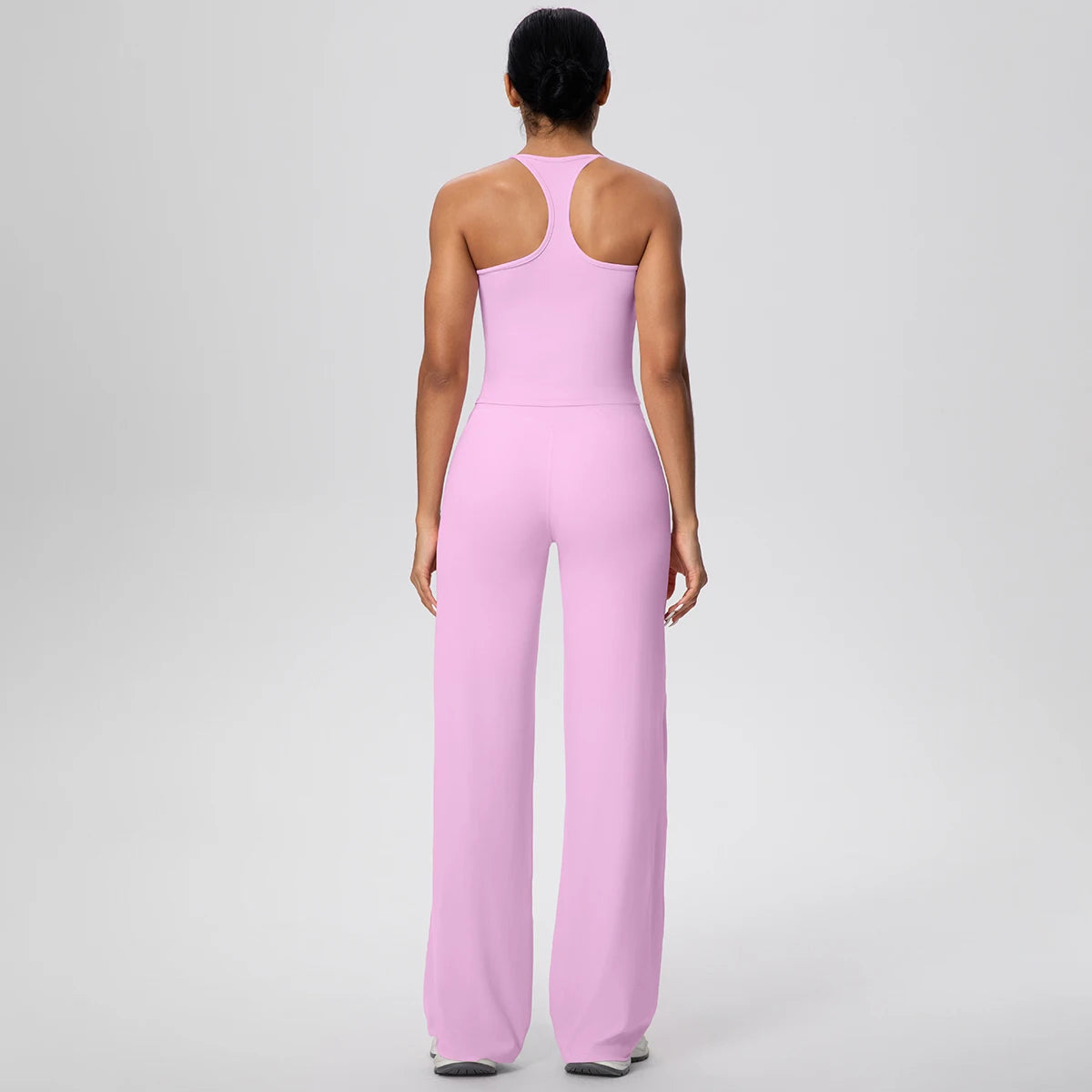 Ensemble de sport et Yoga pour femmes, 2 pièces, couleur unie, Slim, décontracté, gilet en forme de I avec coussinet de poitrine, séchage rapide, taille haute, pleine longueur
