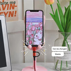 Support de téléphone portable de bureau en forme de lapin de dessin animé mignon, support de téléphone réglable pour iPhone, iPad, Samsung, smartphone, support de table