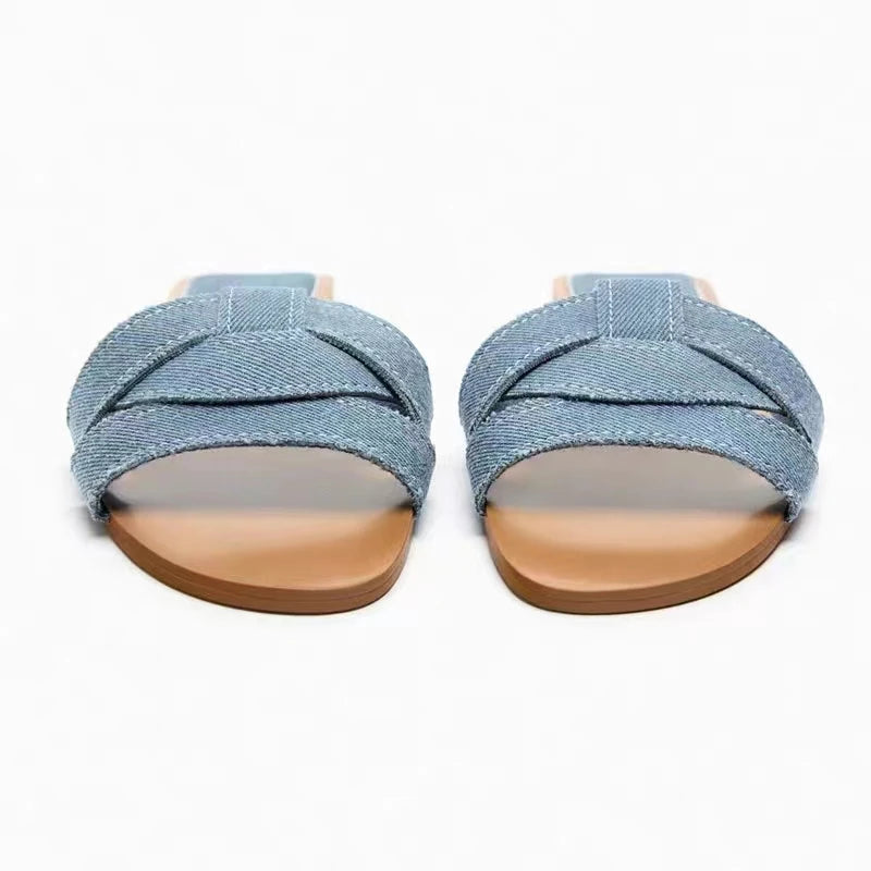 Pantoufles d'Été à la Mode pour Femme, Chaussures d'Extérieur Décontractées, Respirantes, Plates en Forme de T, Souples et Confortables, Sandales à Talons Ouverts