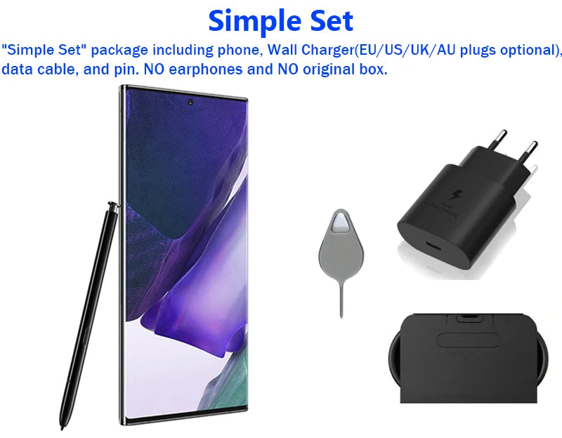 Samsung Galaxy Note 20 Ultra 5G N986U 6,9 pouces AMOLED 12 Go de RAM 128/512 Go de ROM NFC Snapdragon Débloqué Téléphone portable Android d'origine
