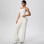 2 pièces/ensemble sport Fitness vêtements Yoga ensemble femme dos nu absorbant les chocs course en forme de I gilet mince jambe large pantalon Yoga ensemble