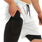 LONSDALE short de Fitness imprimé motif pour hommes Double couche 2 en 1 séchage rapide Fitness loisirs de plein air entraînement short de sport