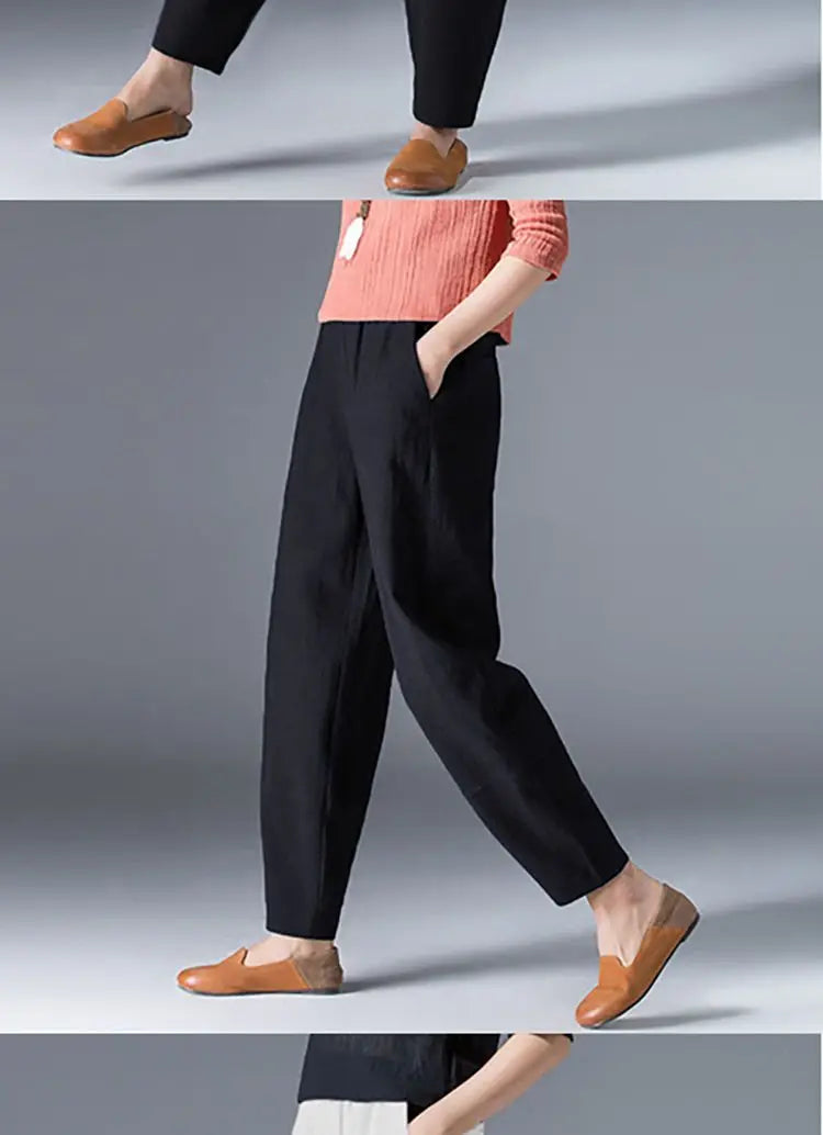 Pantalon à jambes larges en coton pour femme, ample, surdimensionné, couleur unie, sarouel, décontracté, taille élastique, longueur cheville, vêtements pour femmes, été