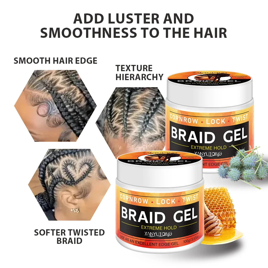 Stylage tressage Gel cire carburateur longue durée forte tenue pommade Anti-frisottis lisse finition des cheveux façonnage contrôle des bords des cheveux