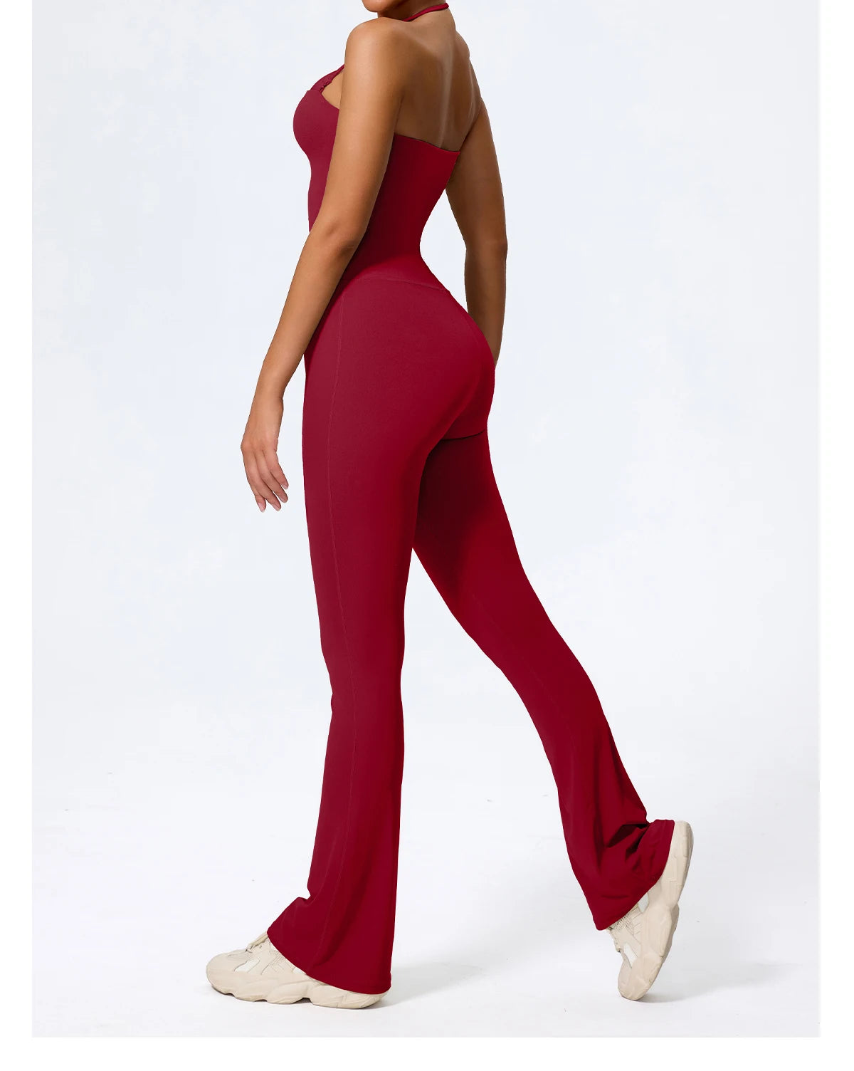 Nouvelle combinaison de yoga sans manches pour femme, salopette évasée de sport à dos nu pour la gym, tenue de sport pour femme