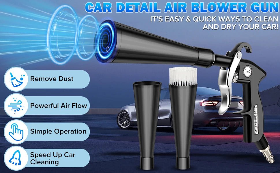 Pistolet de nettoyage de voiture haute pression, pistolet à air comprimé pour le detailing automobile, lavage à sec, outils professionnels de nettoyage intérieur de voiture