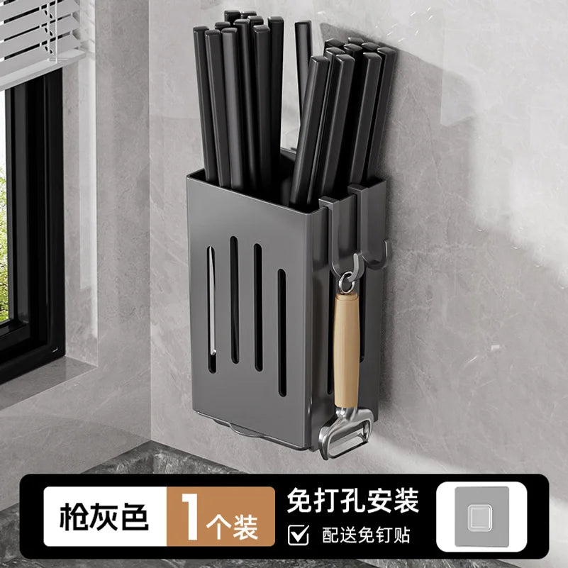 Support mural de rangement et d'égouttage pour baguettes et cuillères, sans perforation, pour cuisine domestique haut de gamme, vente en gros