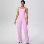 Ensemble de sport et Yoga pour femmes, 2 pièces, couleur unie, Slim, décontracté, gilet en forme de I avec coussinet de poitrine, séchage rapide, taille haute, pleine longueur