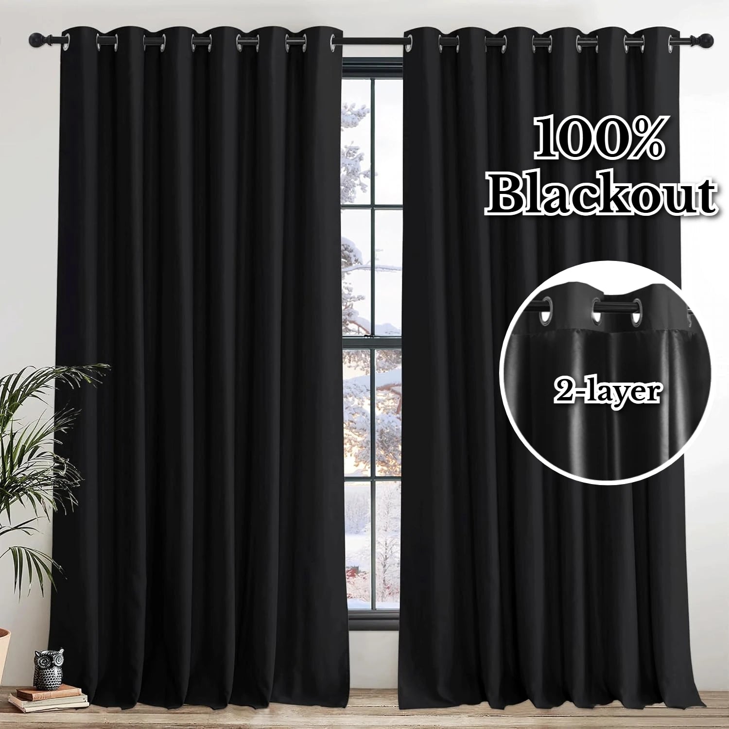 Rideau occultant pour salon, en Polyester, avec œillet de pongé, isolation thermique, bloquant la lumière, pour porte française de Patio