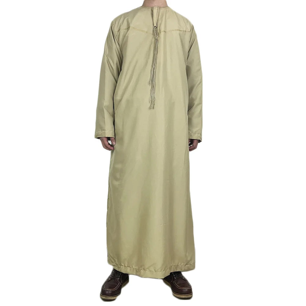 Nouveaux hommes musulmans à manches longues Robe pull Abaya Daffah Jubba Thobe Pakistan saoudien arabe caftan Islam vêtements Robe de prière Afghan