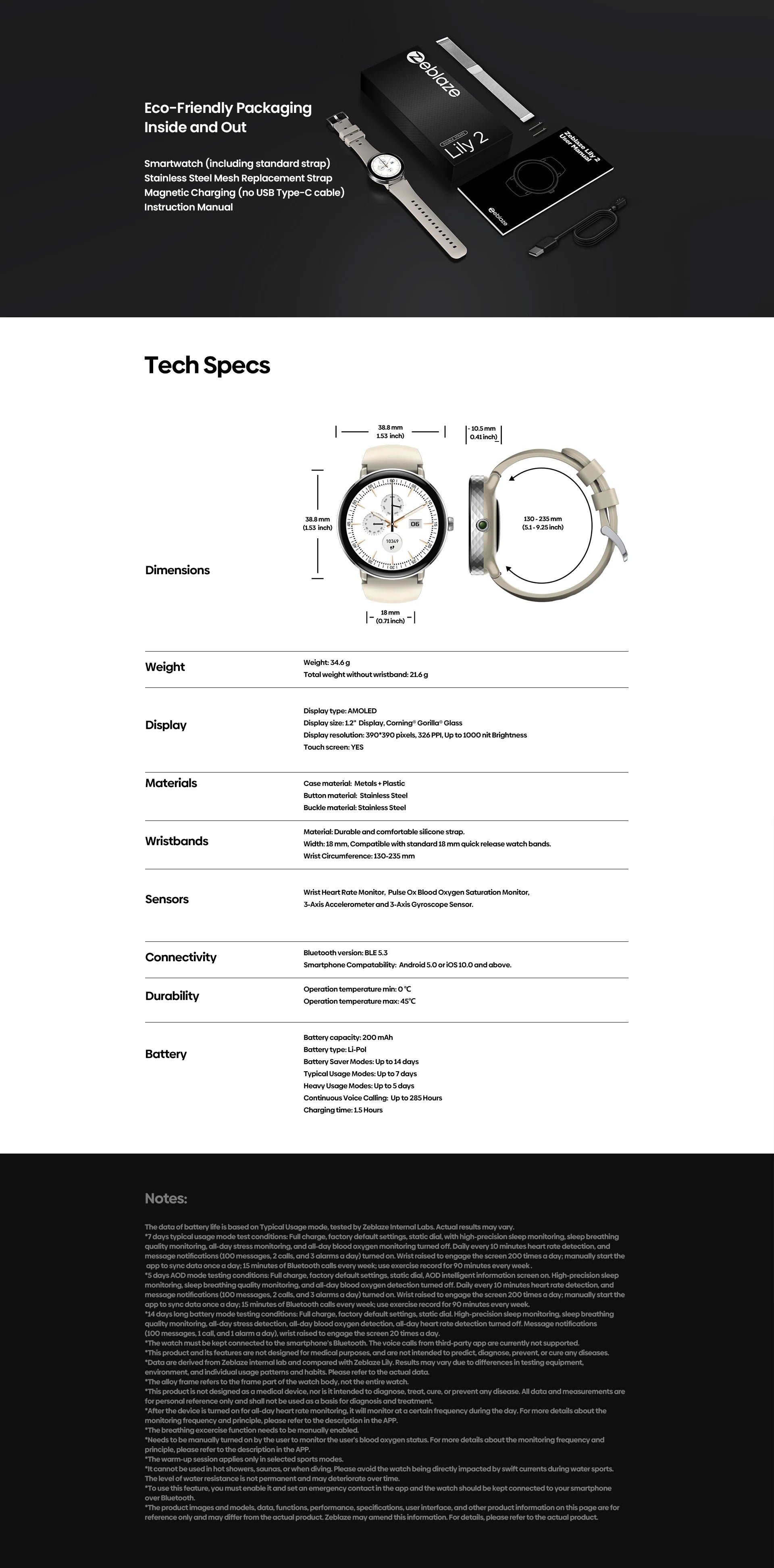 Nouveau 2026 Zeblaze LILY 2 appel vocal femme Smartwatch Double sangle 1.2 "HD AMOLED affichage surveillance de la santé sport montre intelligente