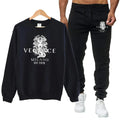 Sweat-shirt à col rond + pantalon de survêtement pour hommes, imprimé de luxe, Simple, décontracté, polyvalent, sport, ensemble deux pièces, automne