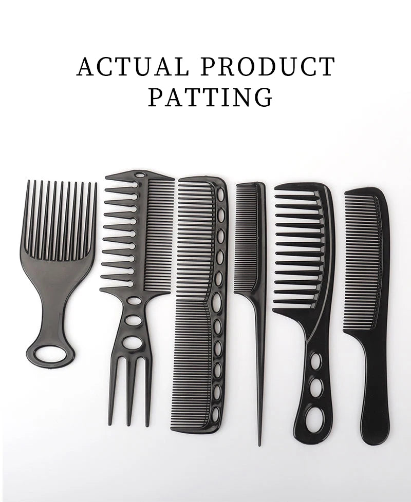 6 pièces nouveau style coiffure hommes femmes Salon de beauté cheveux coiffure brosse noire peignes brosse à cheveux