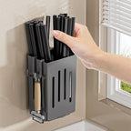 Support mural de rangement et d'égouttage pour baguettes et cuillères, sans perforation, pour cuisine domestique haut de gamme, vente en gros