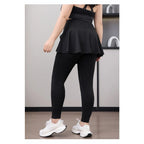Leggings de Yoga faux deux articles, grande taille, 200lb, avec poches, jupe taille haute en peau de requin, pantalon d'entraînement, collants Slim