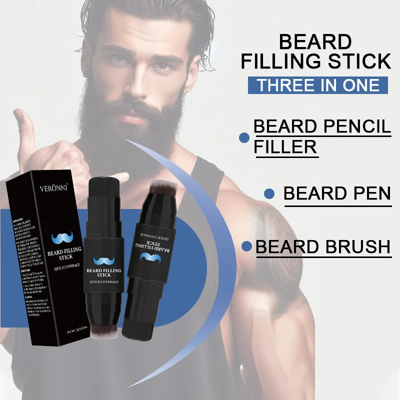 Bâton de remplissage de crayon à barbe et brosse pour hommes, stylo à barbe, bâton de retouche de racine de cheveux, couverture longue durée, maquillage pour moustache et cheveux