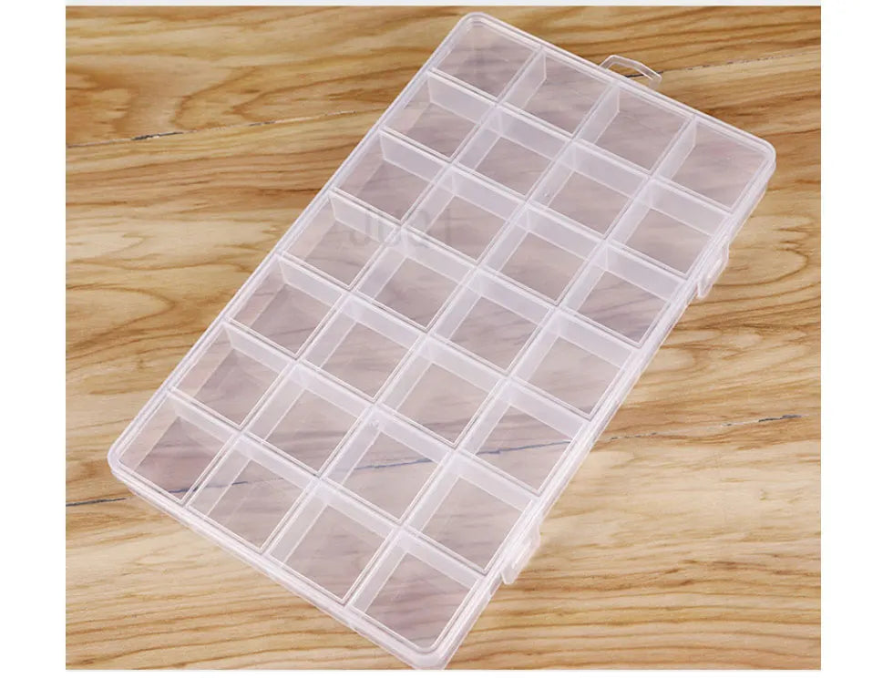 Boîte à bijoux rectangulaire en plastique à 28 grilles, compartiment de rangement, étui à bijoux, boucles d'oreilles, perles, présentoir artisanal, conteneur organisateur, nouveau