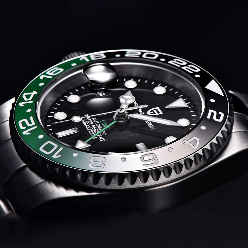 Nouvelle montre mécanique PAGANI DESIGN 40MM GMT, lunette en céramique saphir, montre automatique en acier inoxydable, étanche 100M