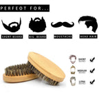 Ensemble de pinceaux de rasage portables pour hommes, poils de sanglier, barbier, brosse à barbe naturelle, peigne, ciseaux pour livres qualifiée aux, outil de coiffage