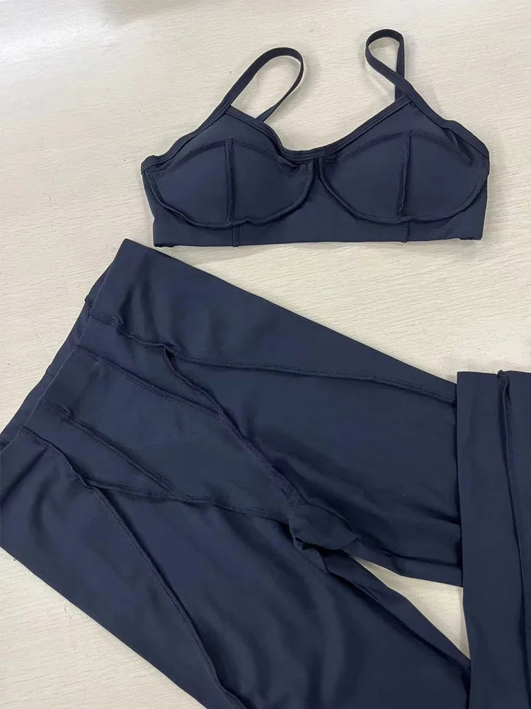 Ensemble de yoga pour femme, survêtement d'entraînement, legging athlétique imbibé, legging push-up de gym, soutien-gorge de fitness, vêtements de sport, vêtements actifs, nouveau