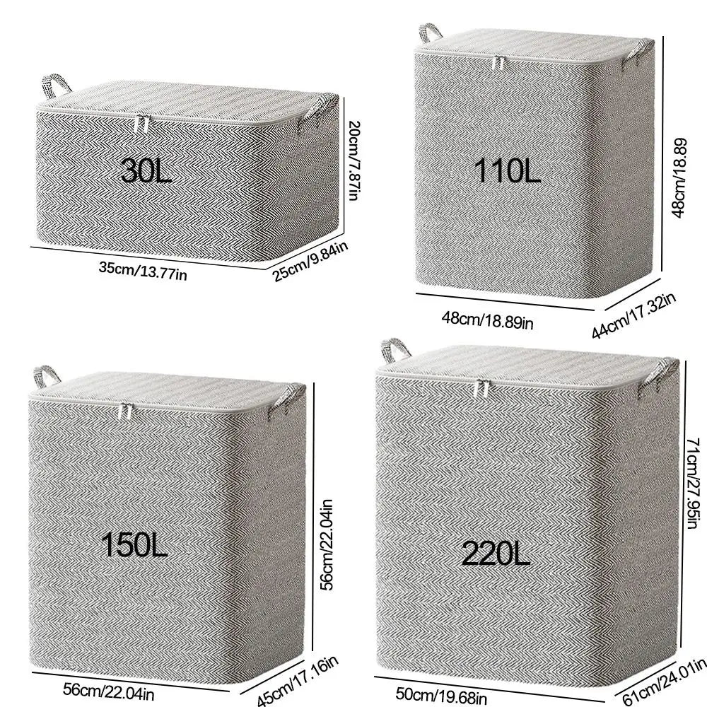 Sac de rangement de couette non tissé avec fermeture éclair veds, vêtements pliables, bacs de couette, conteneur, grande capacité, sac anti-poussière, organiser
