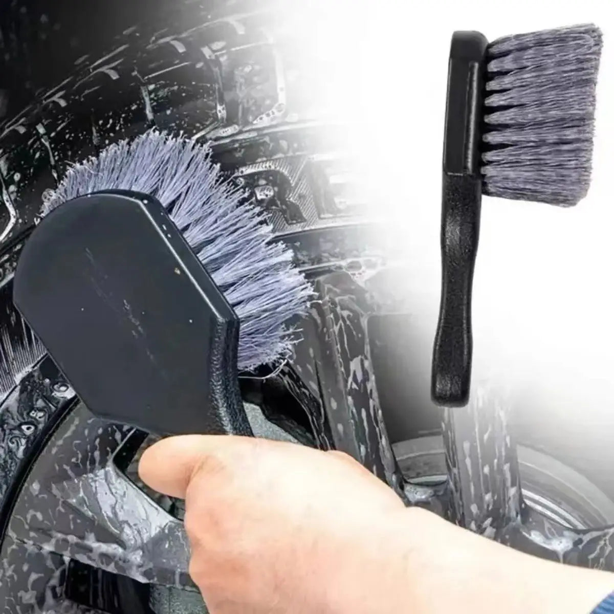 Brosse à manche court pour livres de roue de voiture, brosse de lavage de jante d'opathie, ensemble d'accessoires d'entretien de livres de véhicules
