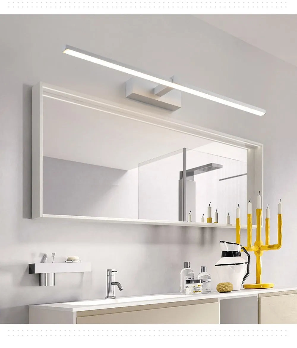 Led miroir lumières appliques salle de bain étanche blanc noir LED lampe plate moderne intérieur applique salle de bain éclairage maquillage