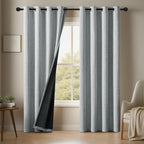 Rideau occultant 100% en lin uni, 2 pièces, couleur unie, livré avec des sangles de rideau, adapté à la décoration du salon et de la chambre à coucher