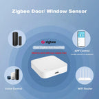 Capteur de porte et de fenêtre Tuya Zigbee, système d'alarme de sécurité pour maison intelligente, application, alarme à distance, commande vocale, noir/blanc