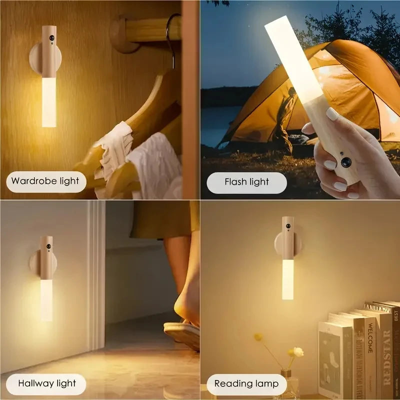 Applique murale magnétique LED Rechargeable avec capteur de mouvement intelligent, veilleuse Portable pour couloir, chambre à coucher, escaliers, armoires de salle de bains, décoration